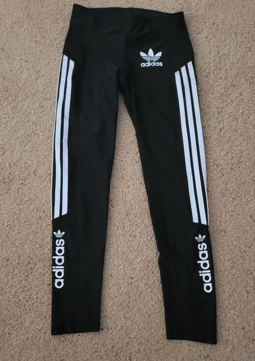 adidas Pants - adidas Black Jogger Leggings with White Three-Stripes